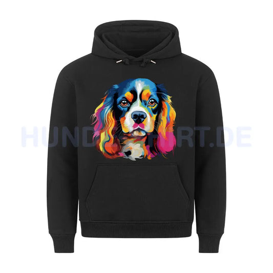 Premium Hoodie "Cavalier King Charles - Paint" Schwarz – hunde-shirt.de