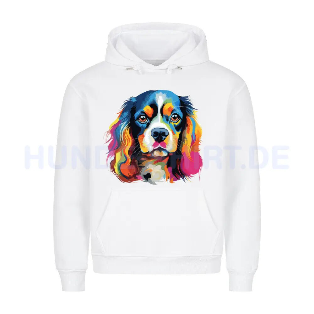 Premium Hoodie "Cavalier King Charles - Paint" Weiß – hunde-shirt.de