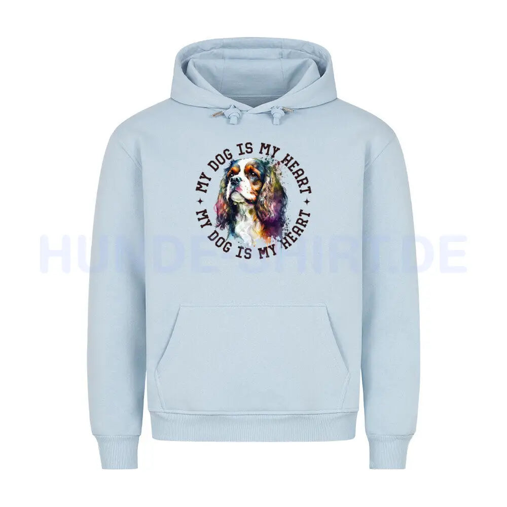 Premium Hoodie "Cavalier King Charles Spaniel HEART" Babyblau – hunde-shirt.de