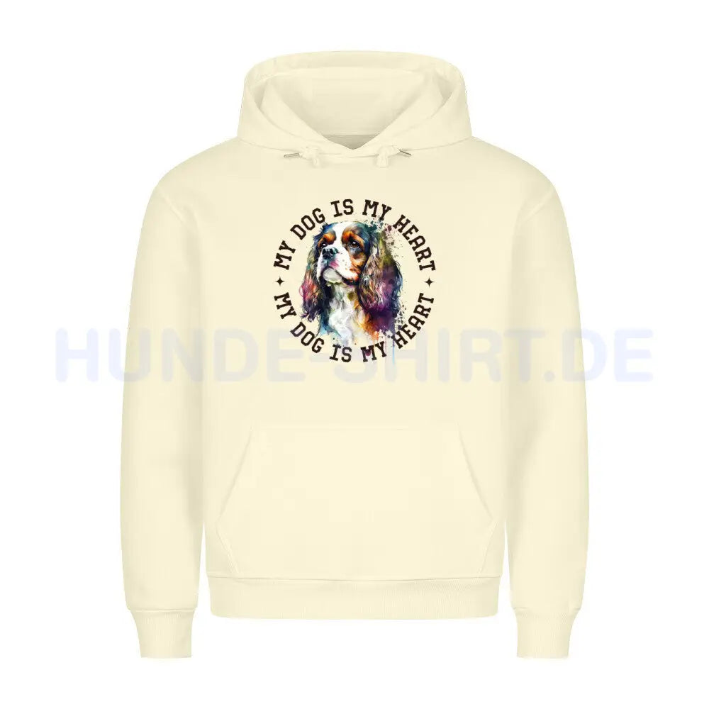 Premium Hoodie "Cavalier King Charles Spaniel HEART" Beige – hunde-shirt.de