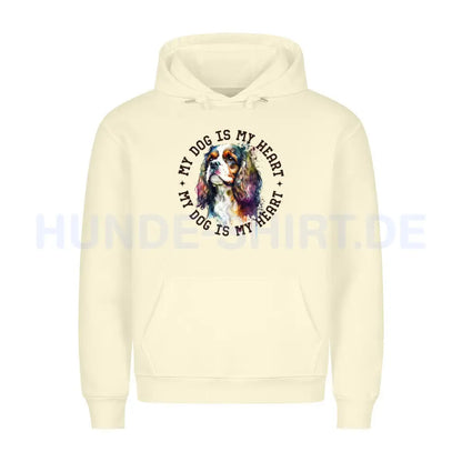 Premium Hoodie "Cavalier King Charles Spaniel HEART" Beige – hunde-shirt.de