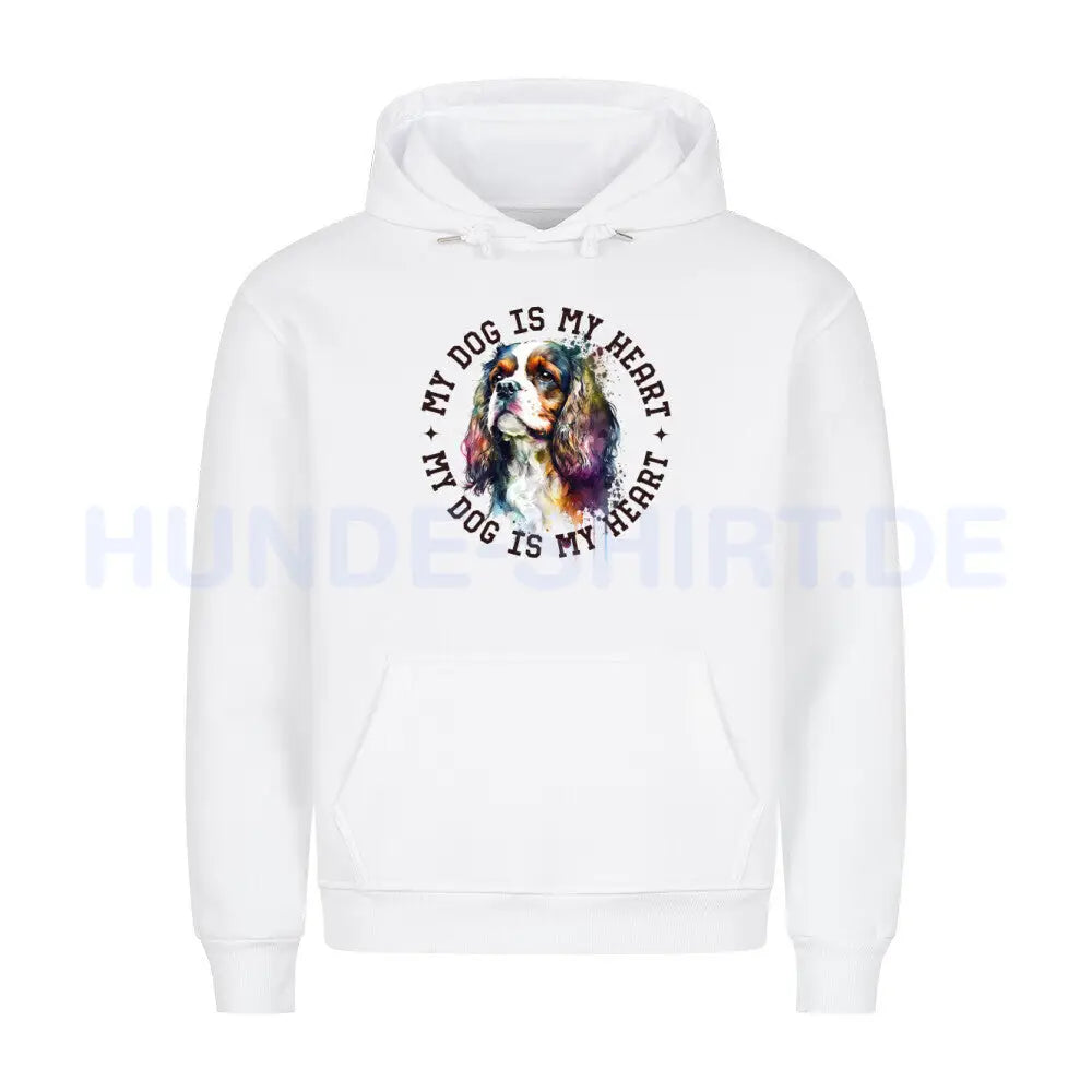 Premium Hoodie "Cavalier King Charles Spaniel HEART" Weiß – hunde-shirt.de