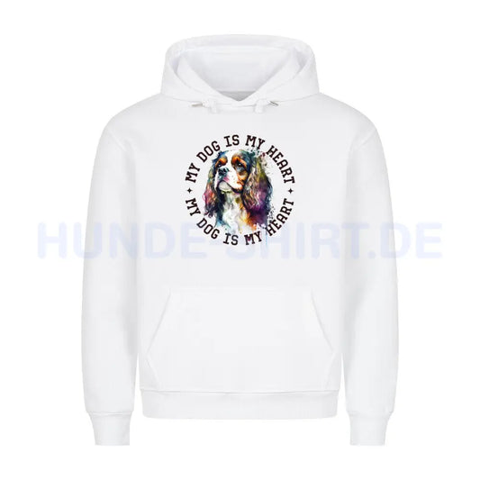 Premium Hoodie "Cavalier King Charles Spaniel HEART" Weiß – hunde-shirt.de