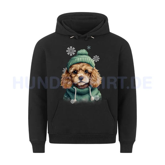 Premium Hoodie "Cavapoo Winter" Schwarz – hunde-shirt.de