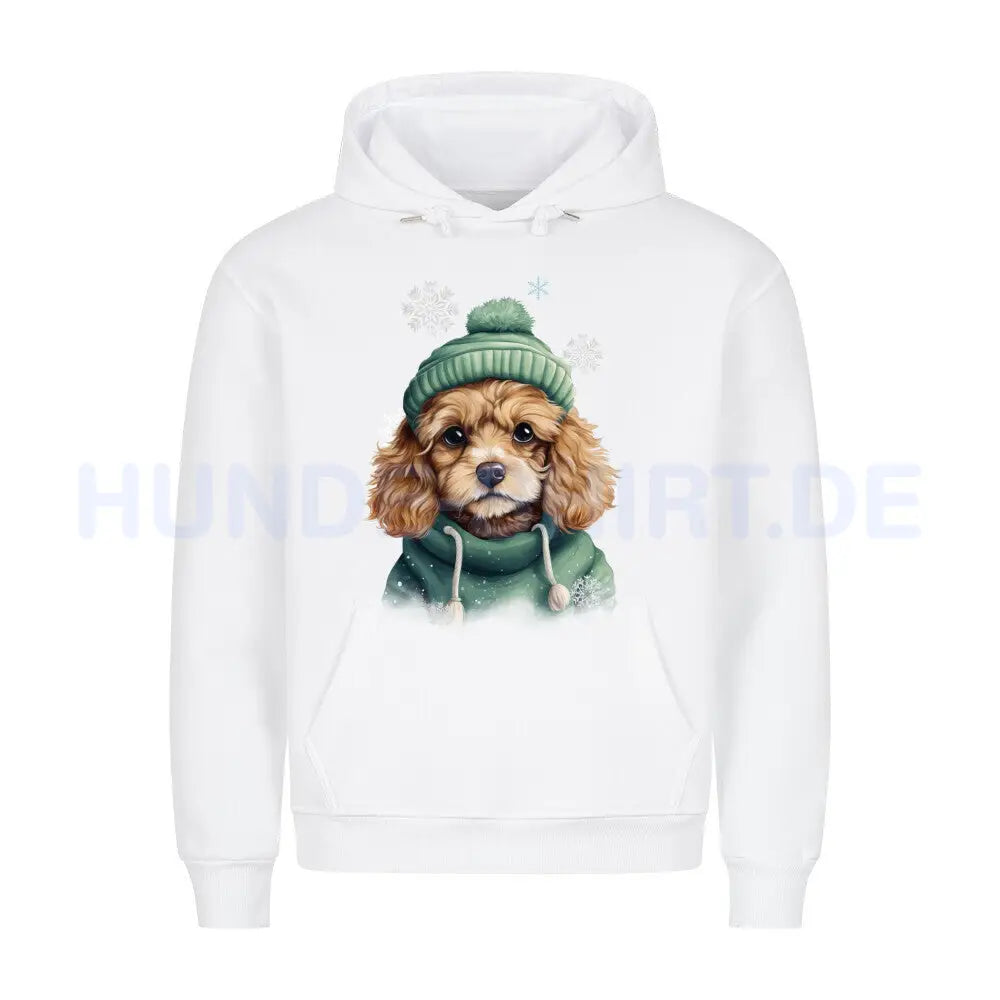 Premium Hoodie "Cavapoo Winter" Weiß – hunde-shirt.de