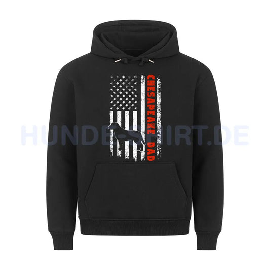 Premium Hoodie "Chesapeake Bay - Flag DAD" Schwarz – hunde-shirt.de