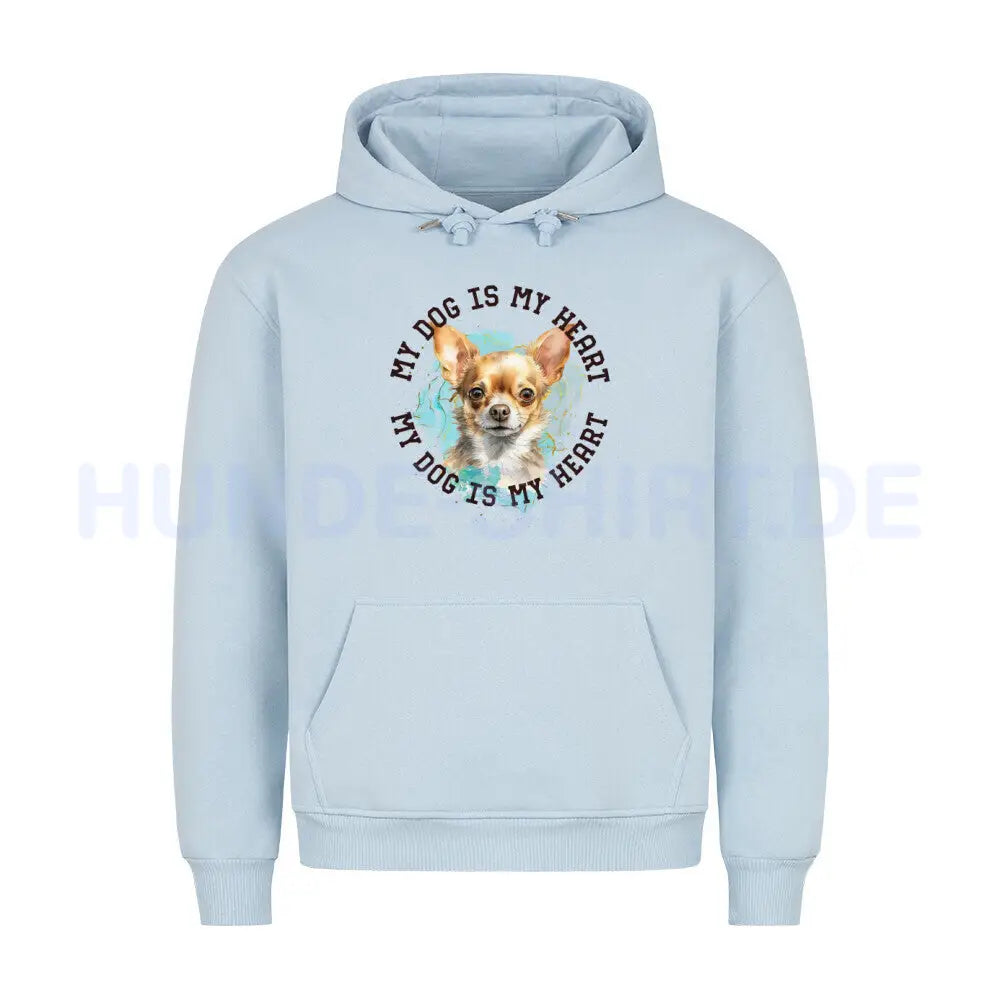 Premium Hoodie "Chihuahua Kurzhaar braun HEART" Babyblau – hunde-shirt.de