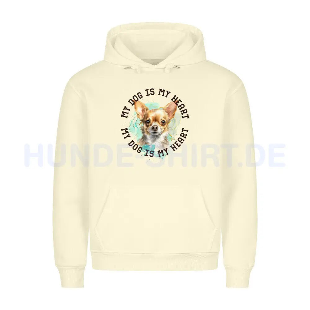 Premium Hoodie "Chihuahua Kurzhaar braun HEART" Beige – hunde-shirt.de