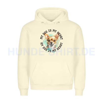 Premium Hoodie "Chihuahua Kurzhaar braun HEART" Beige – hunde-shirt.de