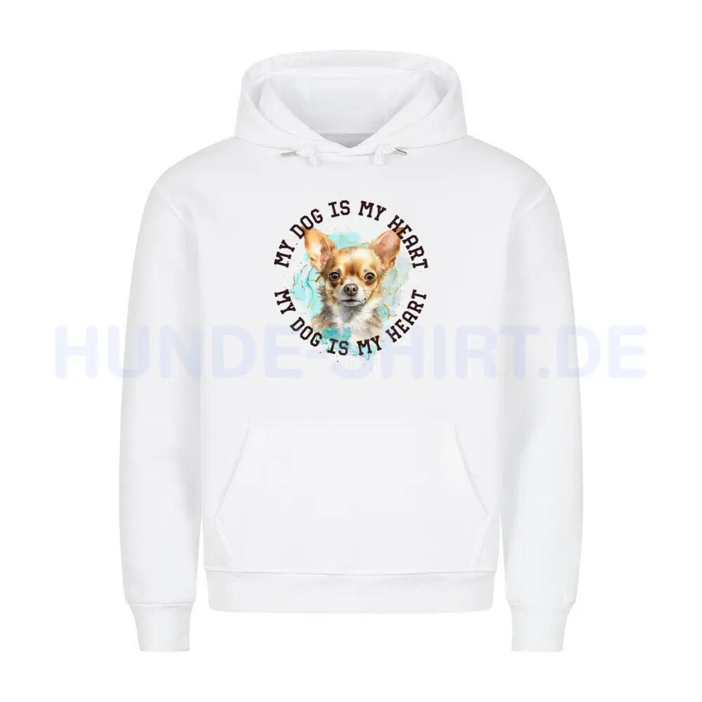 Premium Hoodie "Chihuahua Kurzhaar braun HEART" Weiß – hunde-shirt.de