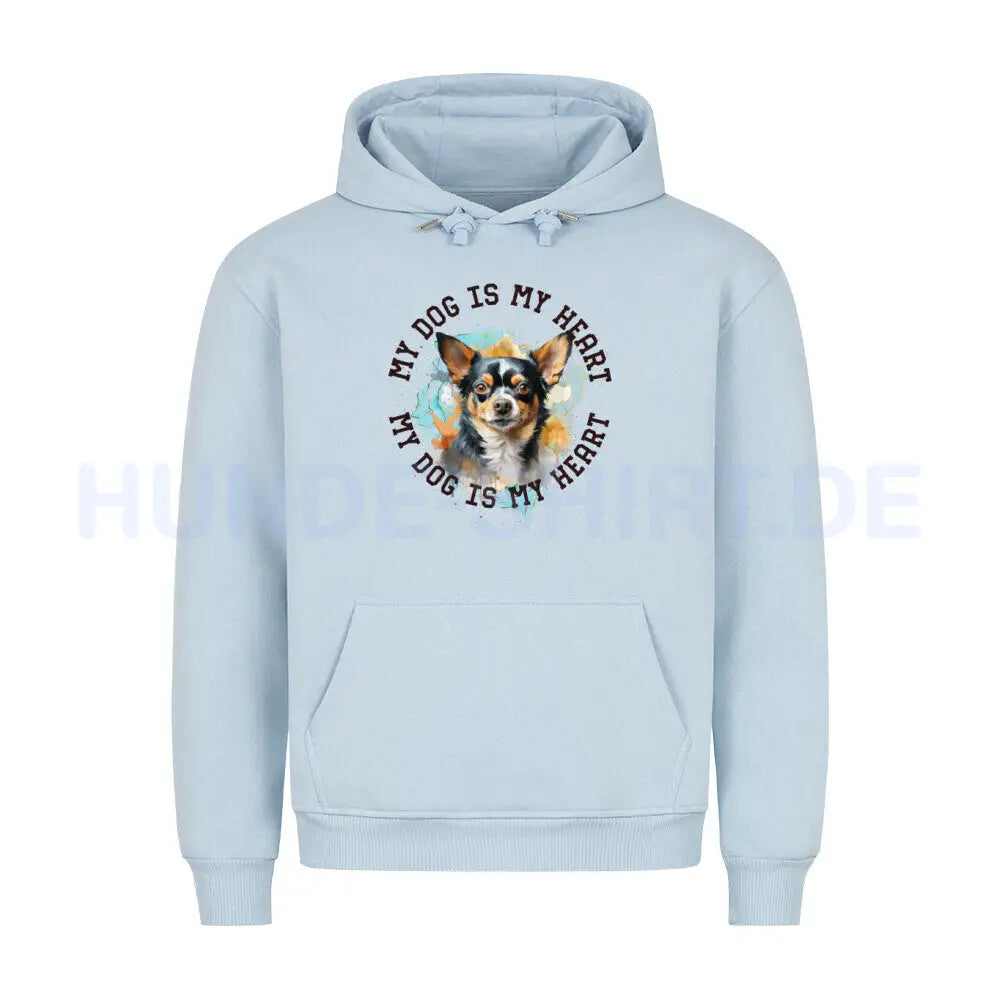 Premium Hoodie "Chihuahua Kurzhaar HEART" Babyblau – hunde-shirt.de