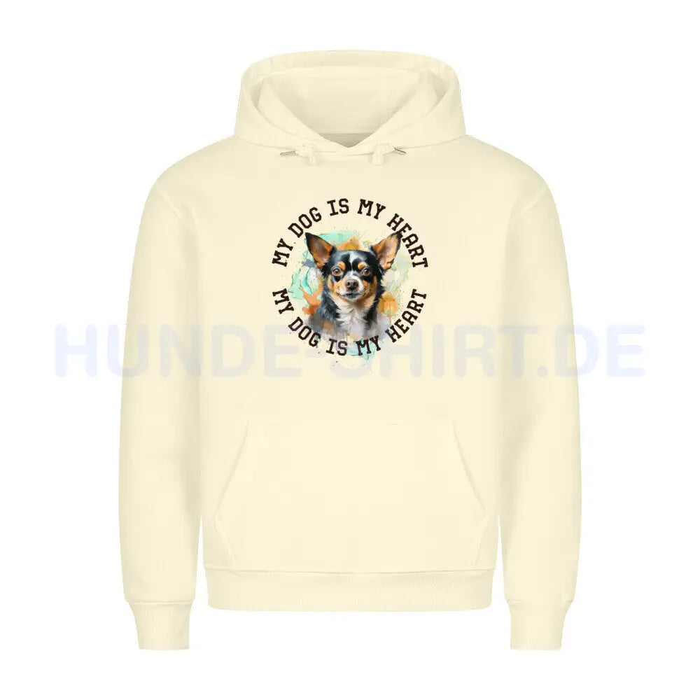 Premium Hoodie "Chihuahua Kurzhaar HEART" Beige – hunde-shirt.de