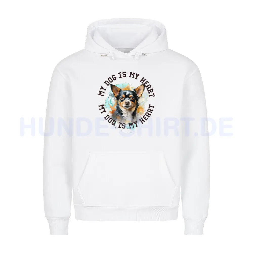 Premium Hoodie "Chihuahua Kurzhaar HEART" Weiß – hunde-shirt.de