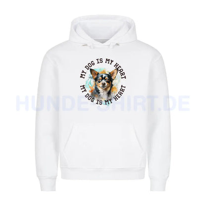 Premium Hoodie "Chihuahua Kurzhaar HEART" Weiß – hunde-shirt.de