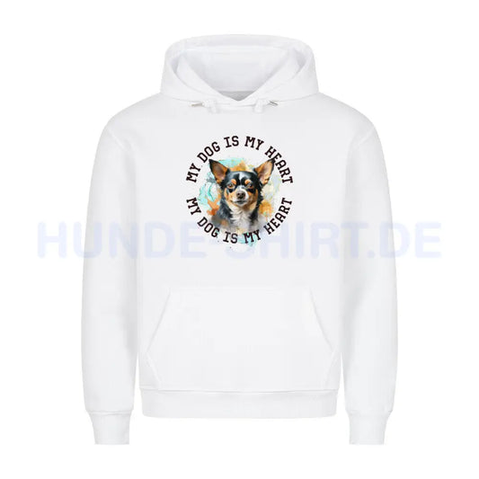 Premium Hoodie "Chihuahua Kurzhaar HEART" Weiß – hunde-shirt.de