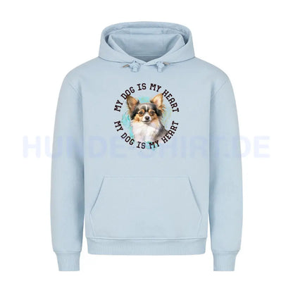 Premium Hoodie "Chihuahua Langhaar HEART" Babyblau – hunde-shirt.de