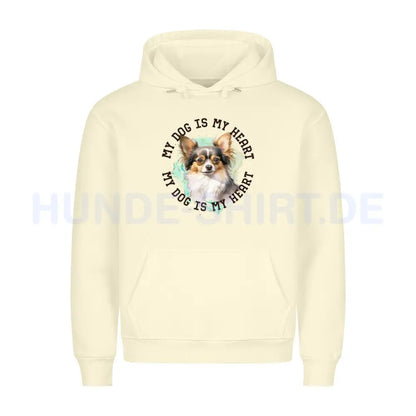 Premium Hoodie "Chihuahua Langhaar HEART" Beige – hunde-shirt.de