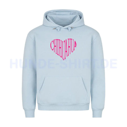 Premium Hoodie "Chihuahua pink HEART" Babyblau – hunde-shirt.de