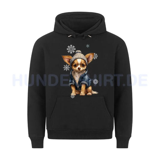 Premium Hoodie "Chihuahua Winterbub" Schwarz – hunde-shirt.de