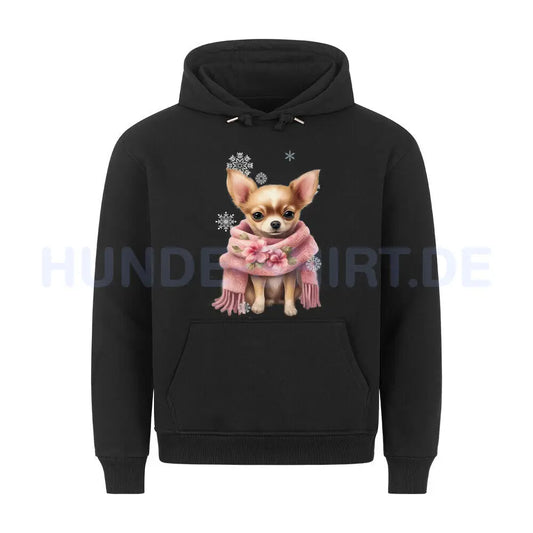 Premium Hoodie "Chihuahua Wintermädchen"" Schwarz – hunde-shirt.de