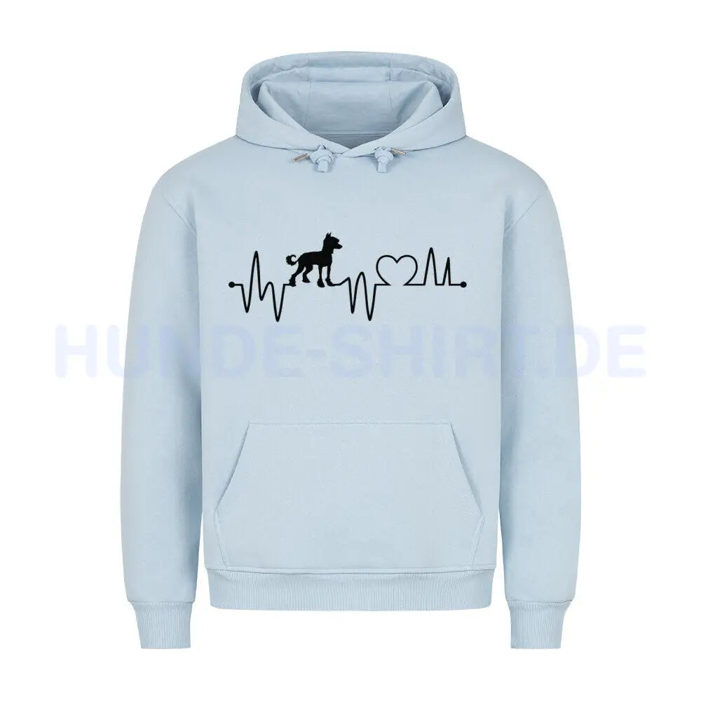 Premium Hoodie "Chinese Crested Dog - Heartbeat" Babyblau – hunde-shirt.de