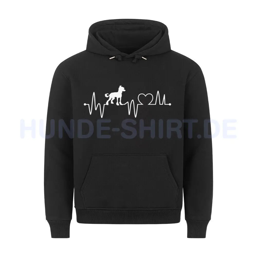 Premium Hoodie "Chinese Crested Dog - Heartbeat" Schwarz – hunde-shirt.de