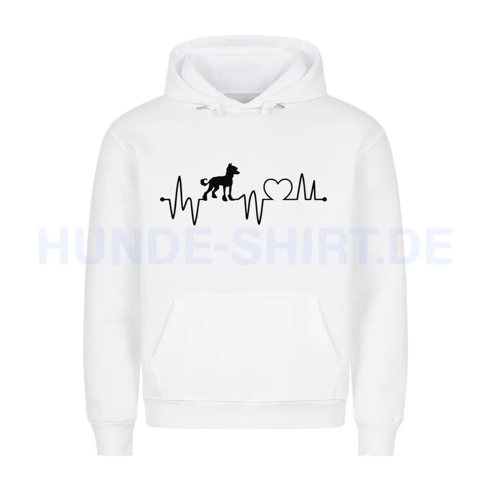 Premium Hoodie "Chinese Crested Dog - Heartbeat" Weiß – hunde-shirt.de