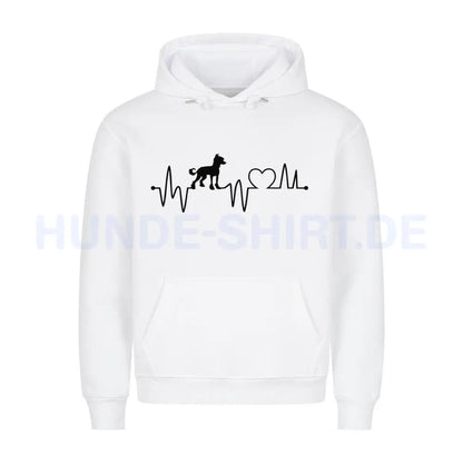 Premium Hoodie "Chinese Crested Dog - Heartbeat" Weiß – hunde-shirt.de