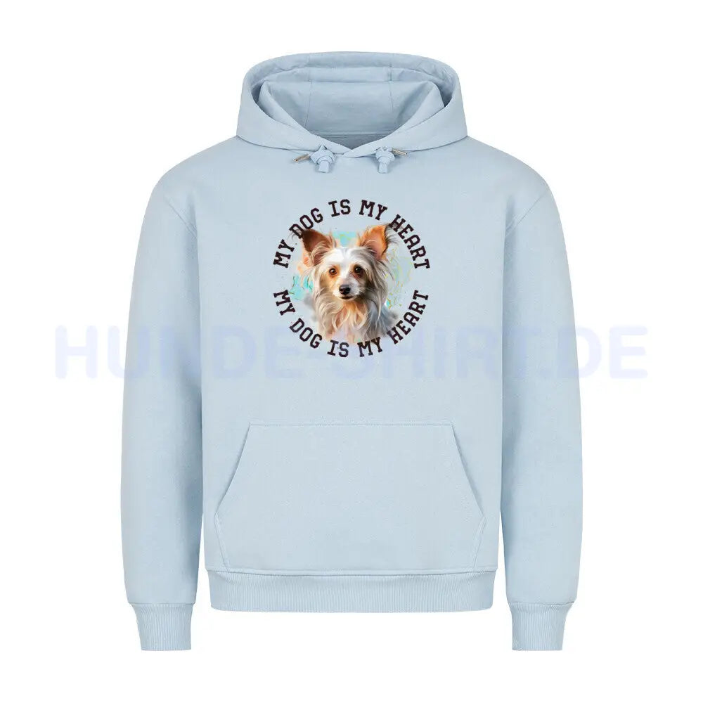 Premium Hoodie "Chinese Crested HEART" Babyblau – hunde-shirt.de