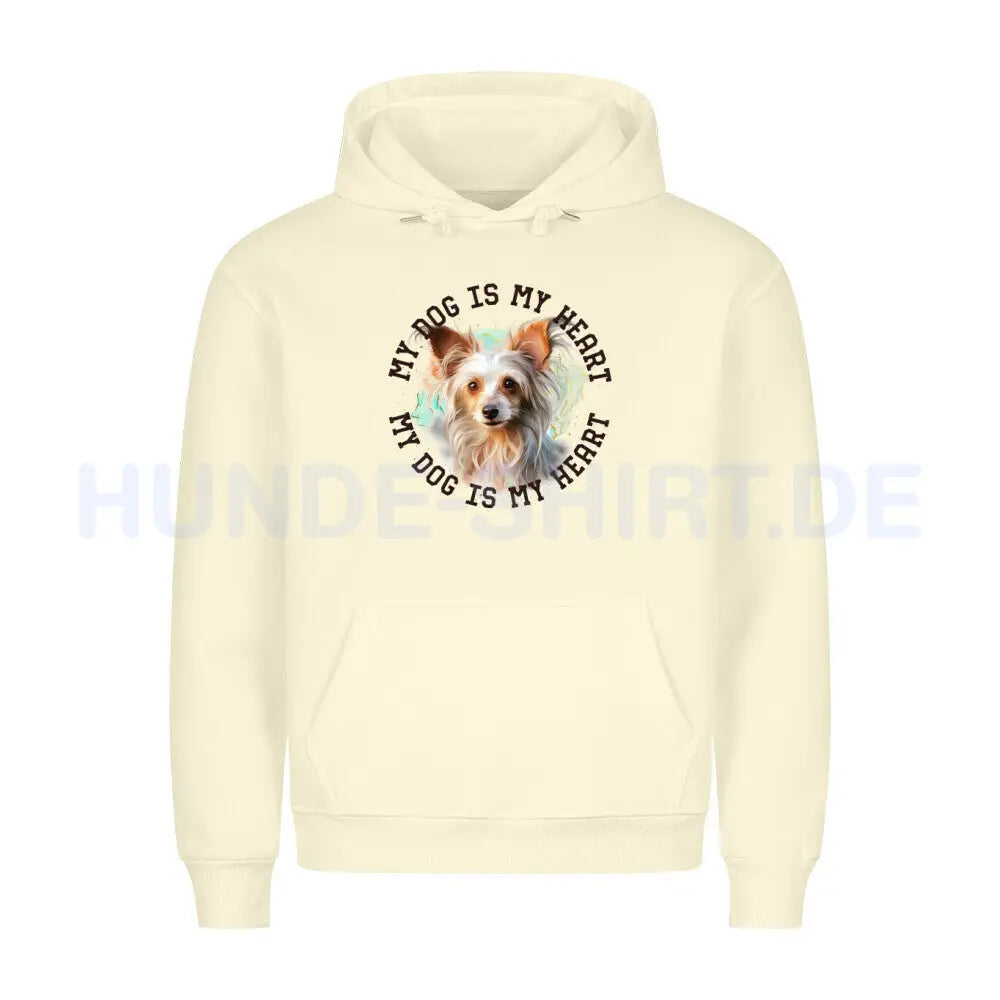 Premium Hoodie "Chinese Crested HEART" Beige – hunde-shirt.de