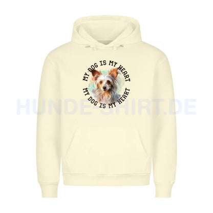 Premium Hoodie "Chinese Crested HEART" Beige – hunde-shirt.de