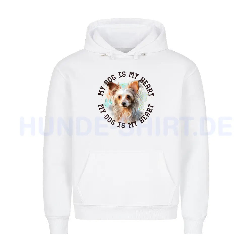 Premium Hoodie "Chinese Crested HEART" Weiß – hunde-shirt.de