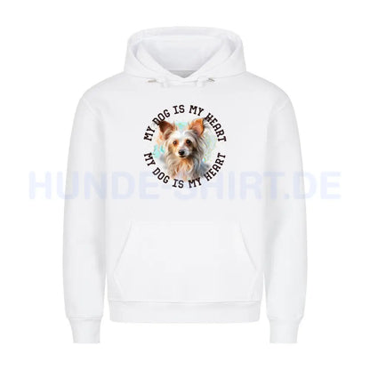 Premium Hoodie "Chinese Crested HEART" Weiß – hunde-shirt.de