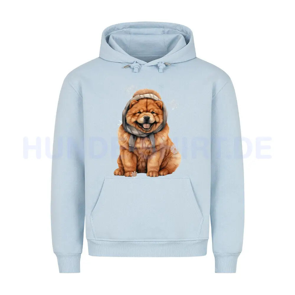 Premium Hoodie "Chow-Chow Winter" Babyblau – hunde-shirt.de