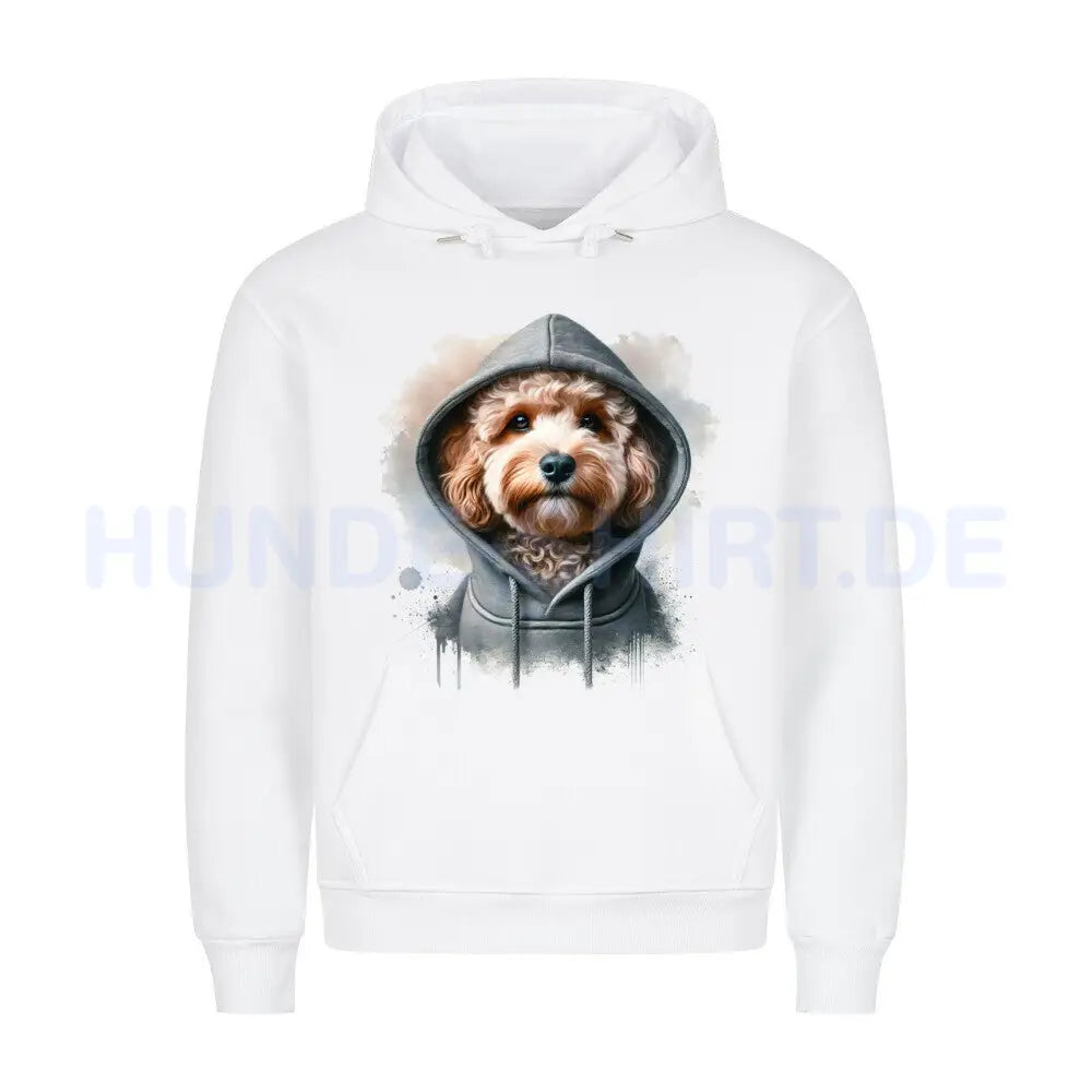 Premium Hoodie "Cockapoo BIG-Print" Weiß – hunde-shirt.de