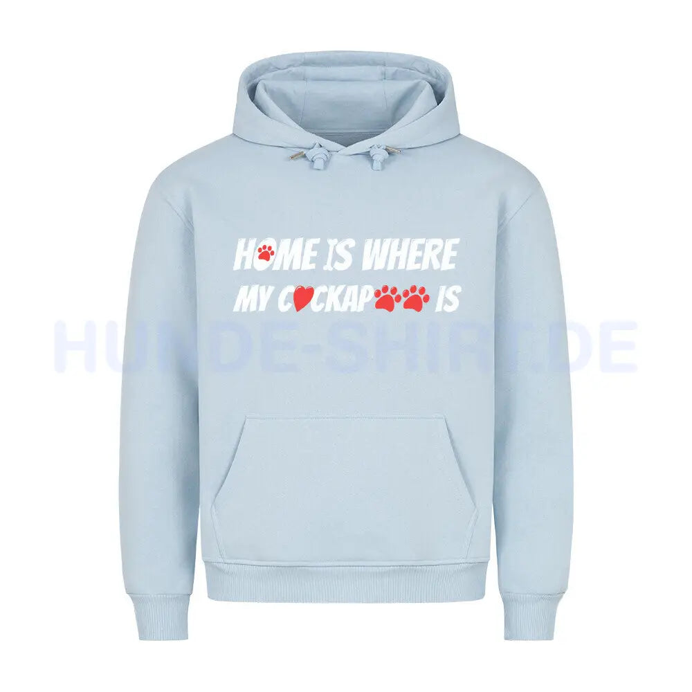 Premium Hoodie "Cockapoo - Home is..." Babyblau – hunde-shirt.de