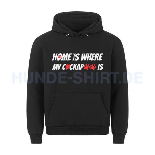 Premium Hoodie "Cockapoo - Home is..." Schwarz – hunde-shirt.de