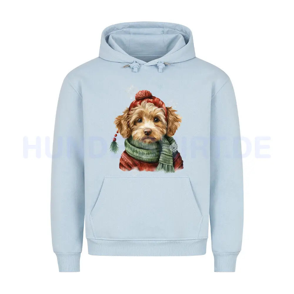 Premium Hoodie "Cockapoo Winter" Babyblau – hunde-shirt.de