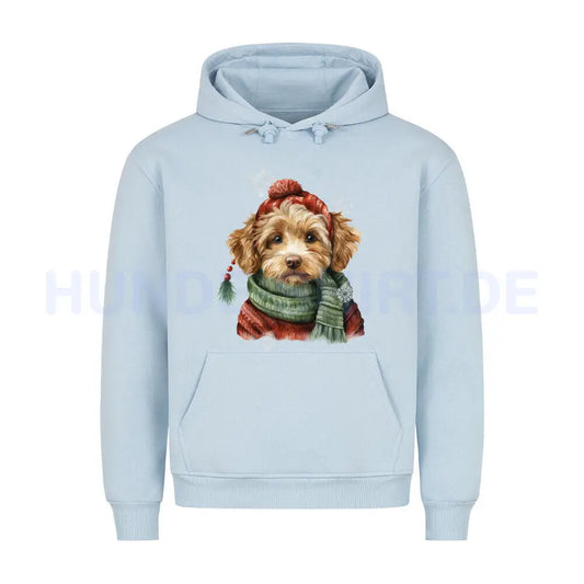 Premium Hoodie "Cockapoo Winter" Babyblau – hunde-shirt.de