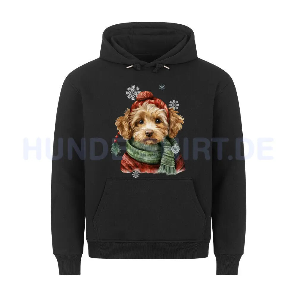 Premium Hoodie "Cockapoo Winter" Schwarz – hunde-shirt.de