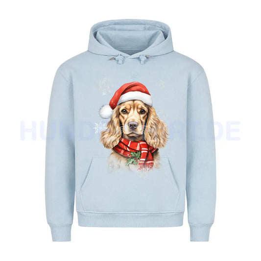 Premium Hoodie "Cocker Christmas" Babyblau – hunde-shirt.de