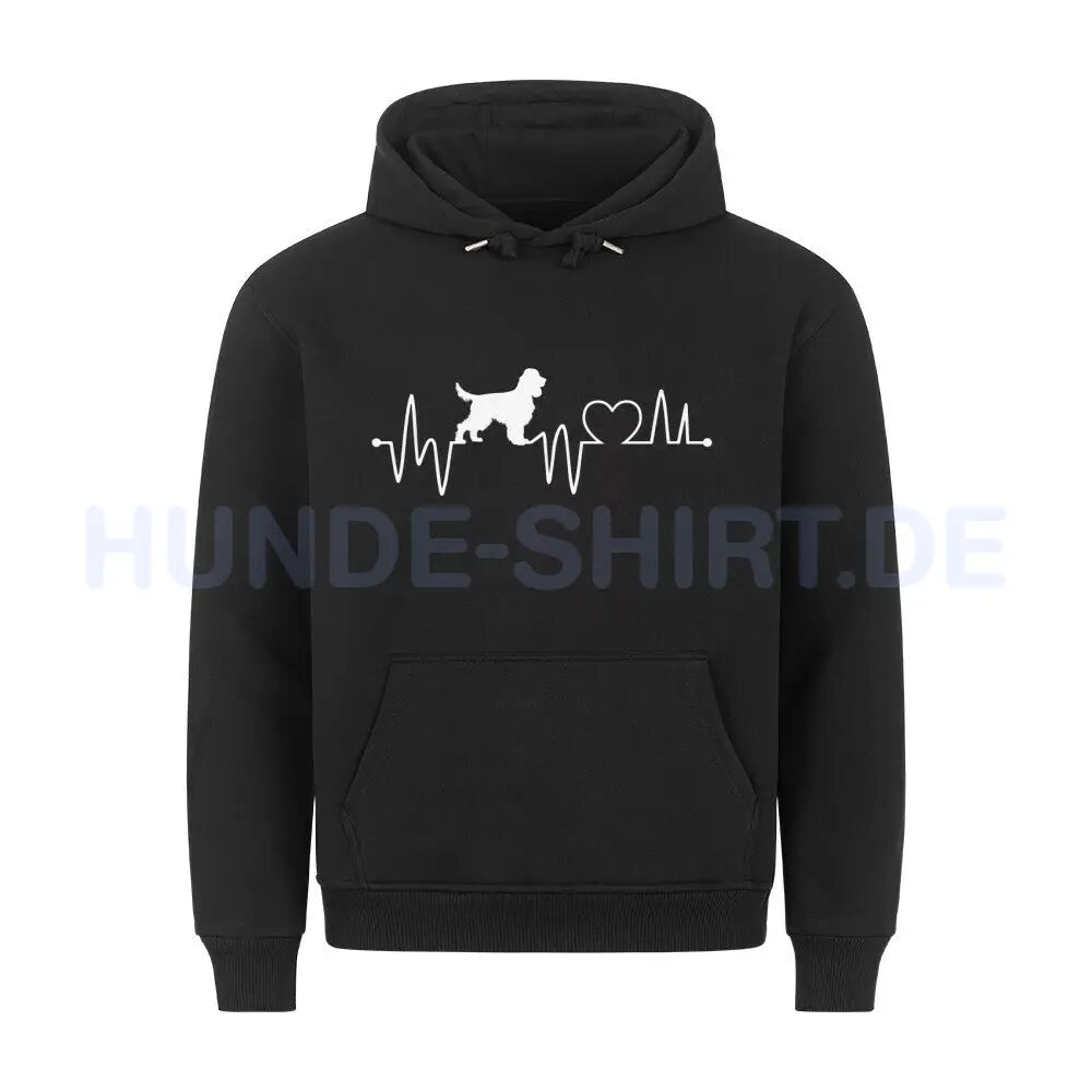 Premium Hoodie "Cocker Spaniel - Heartbeat" Schwarz – hunde-shirt.de