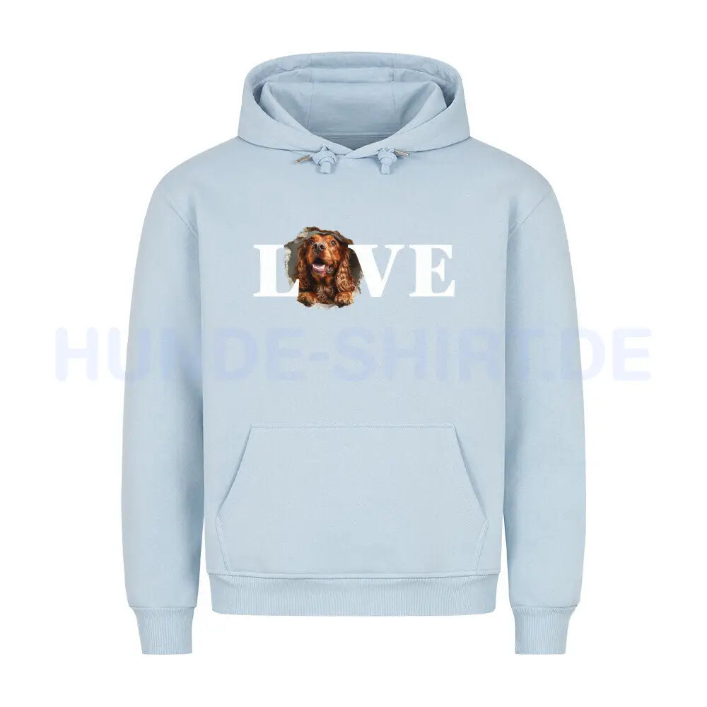 Premium Hoodie "Cocker Spaniel - LOVE 2" Babyblau – hunde-shirt.de