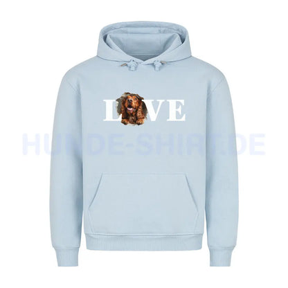 Premium Hoodie "Cocker Spaniel - LOVE 2" Babyblau – hunde-shirt.de