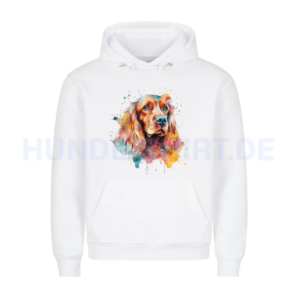 Premium Hoodie "Cocker Splash" Weiß – hunde-shirt.de