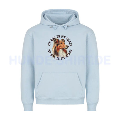 Premium Hoodie "Collie HEART" Babyblau – hunde-shirt.de