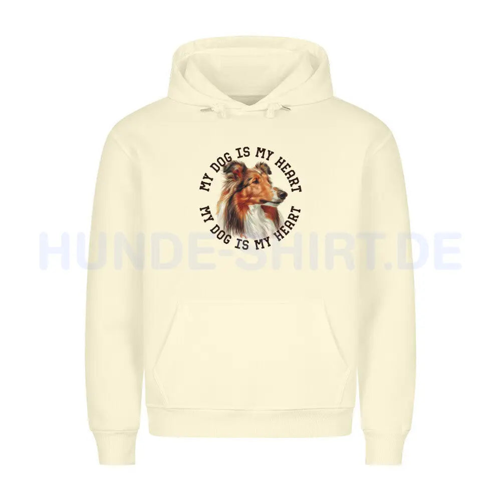 Premium Hoodie "Collie HEART" Beige – hunde-shirt.de