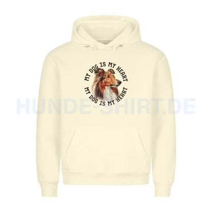 Premium Hoodie "Collie HEART" Beige – hunde-shirt.de