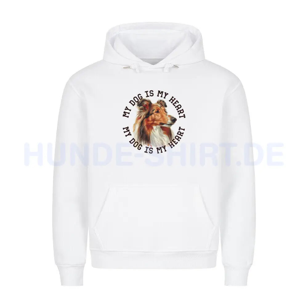 Premium Hoodie "Collie HEART" Weiß – hunde-shirt.de