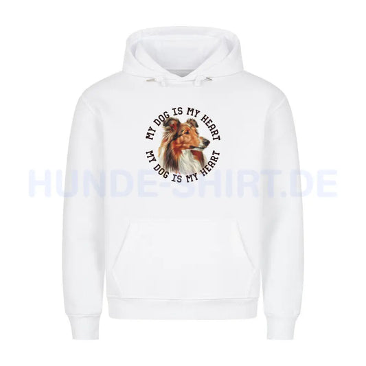 Premium Hoodie "Collie HEART" Weiß – hunde-shirt.de